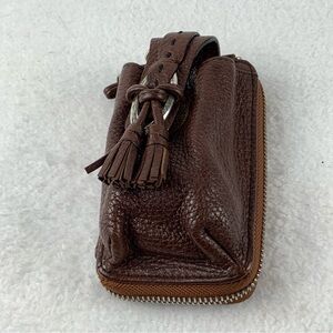 Brighton Crossbody Wallet Purse Brown Leather Vintage Y2K Pebbled Adjustable EUC